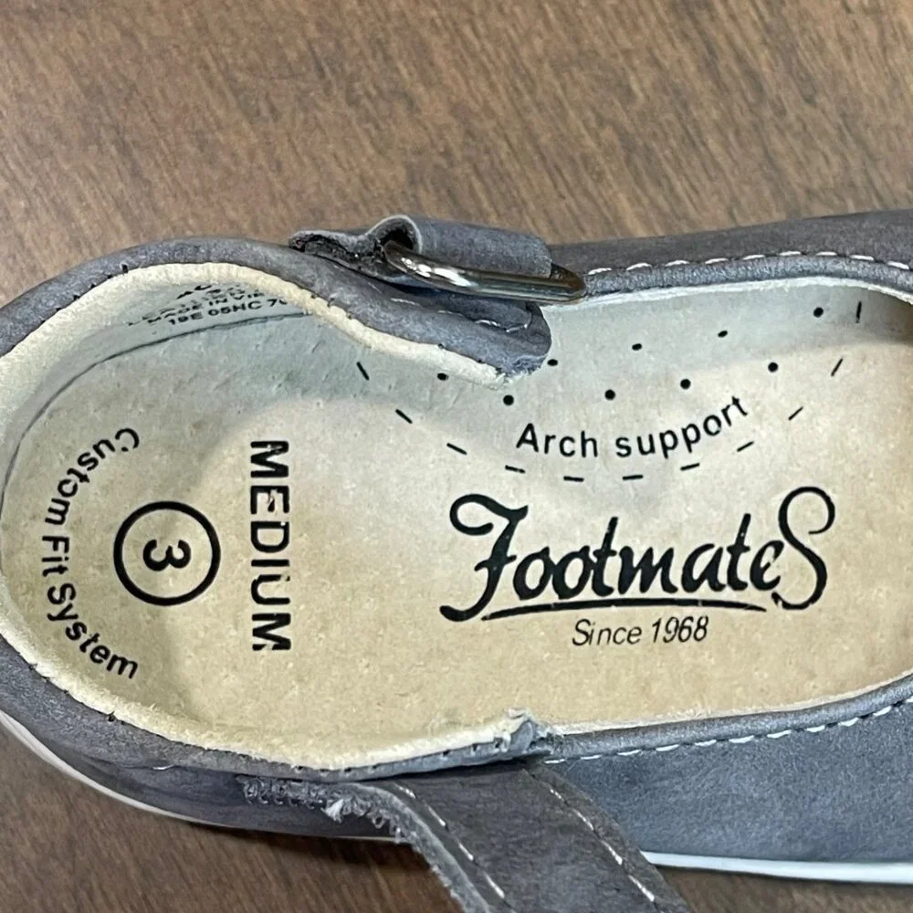 Footmates Stacy Leather‎ Mary Jane Shoes Baby Size 3 Gray Formal Casual Walker